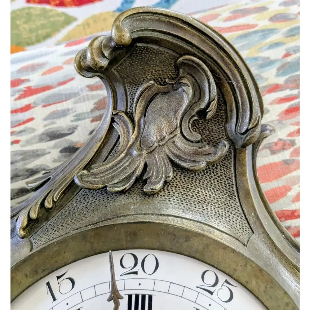 Vintage 19th Century French Rococo Cartel Clock Sign Caffieri Bronze Wall Clock